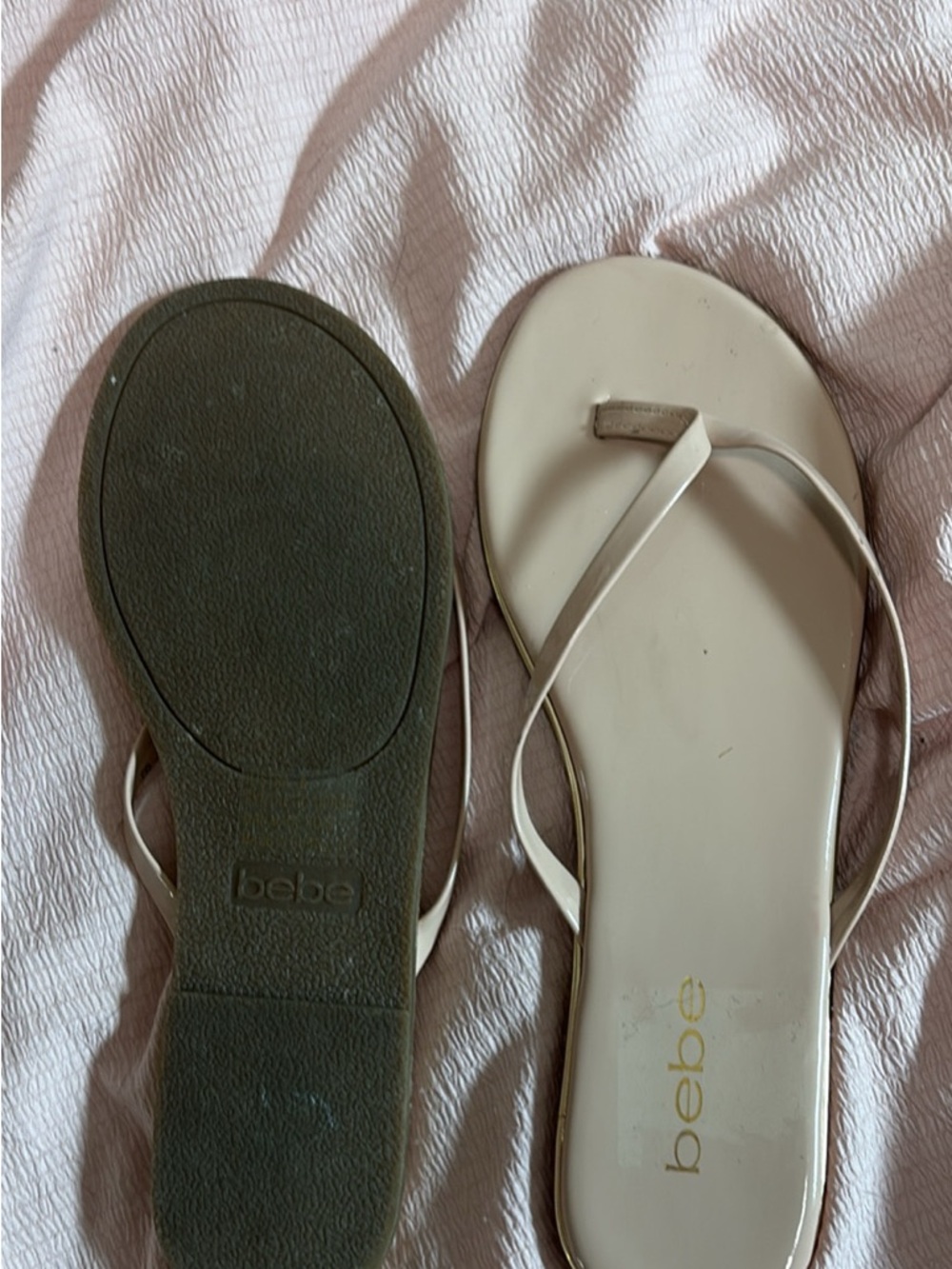 BEBE Nude Patent Thong Sandals - Women - Picture 2 of 2